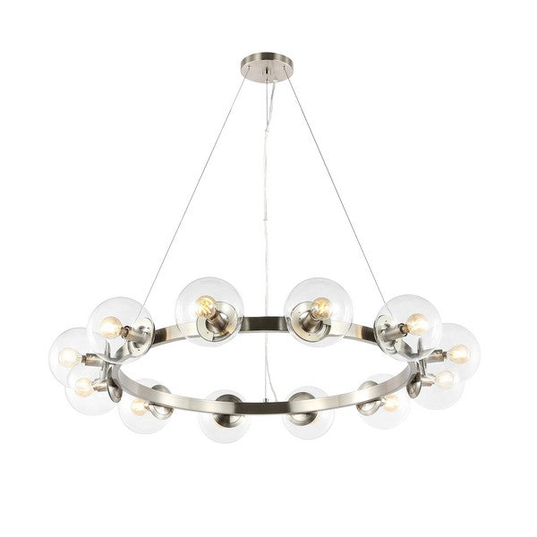 RYLIAN, 12 LIGHT, 38 INCH, IRON/GLASS CHANDELIER