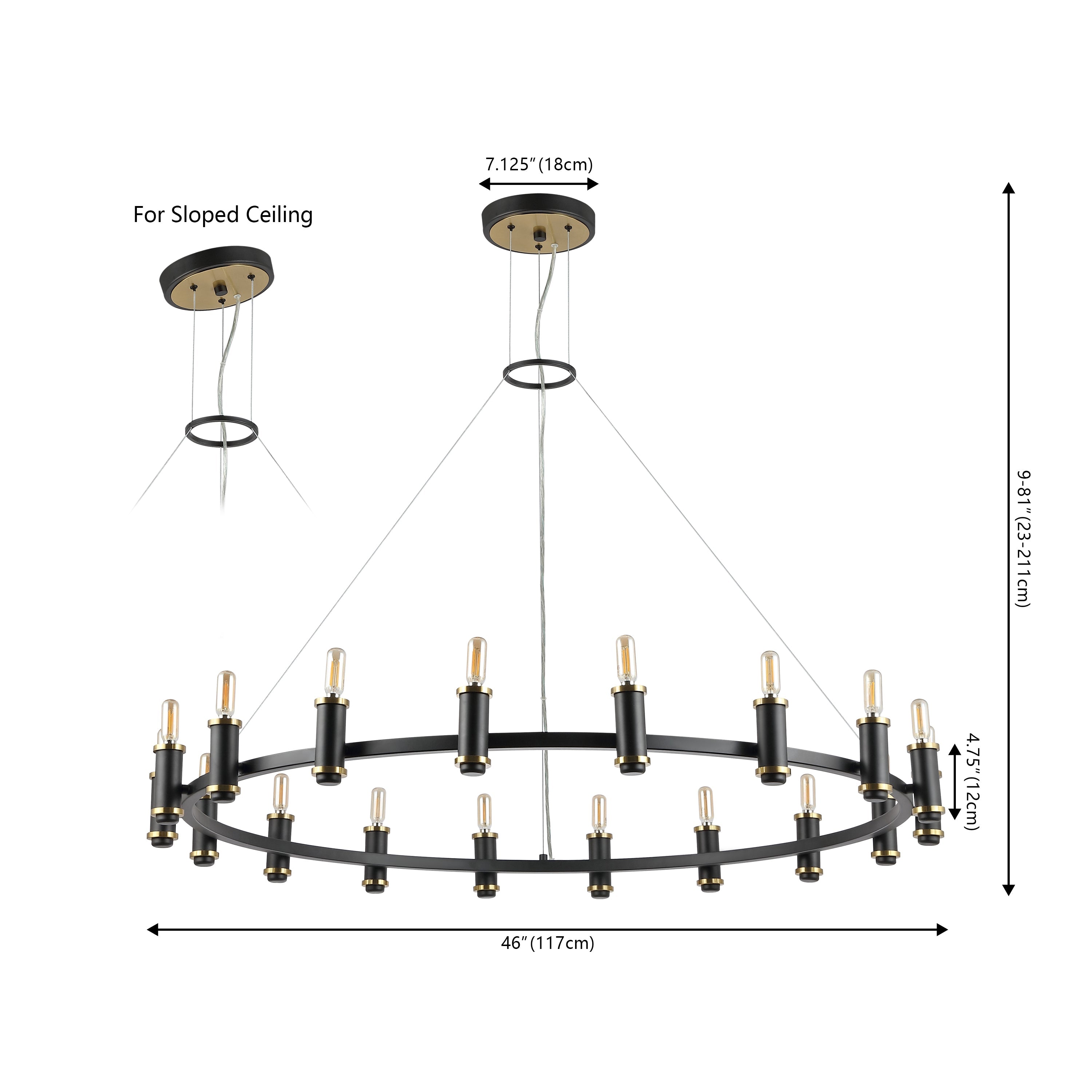 CHANDELIER POITIER 18 LT 46"