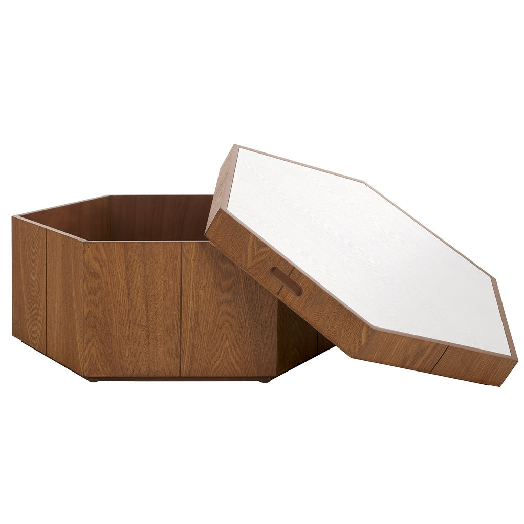 RAFAELA HEXAGON TRAY TOP MESA DE CAFÉ CON ALMACENAMIENTO