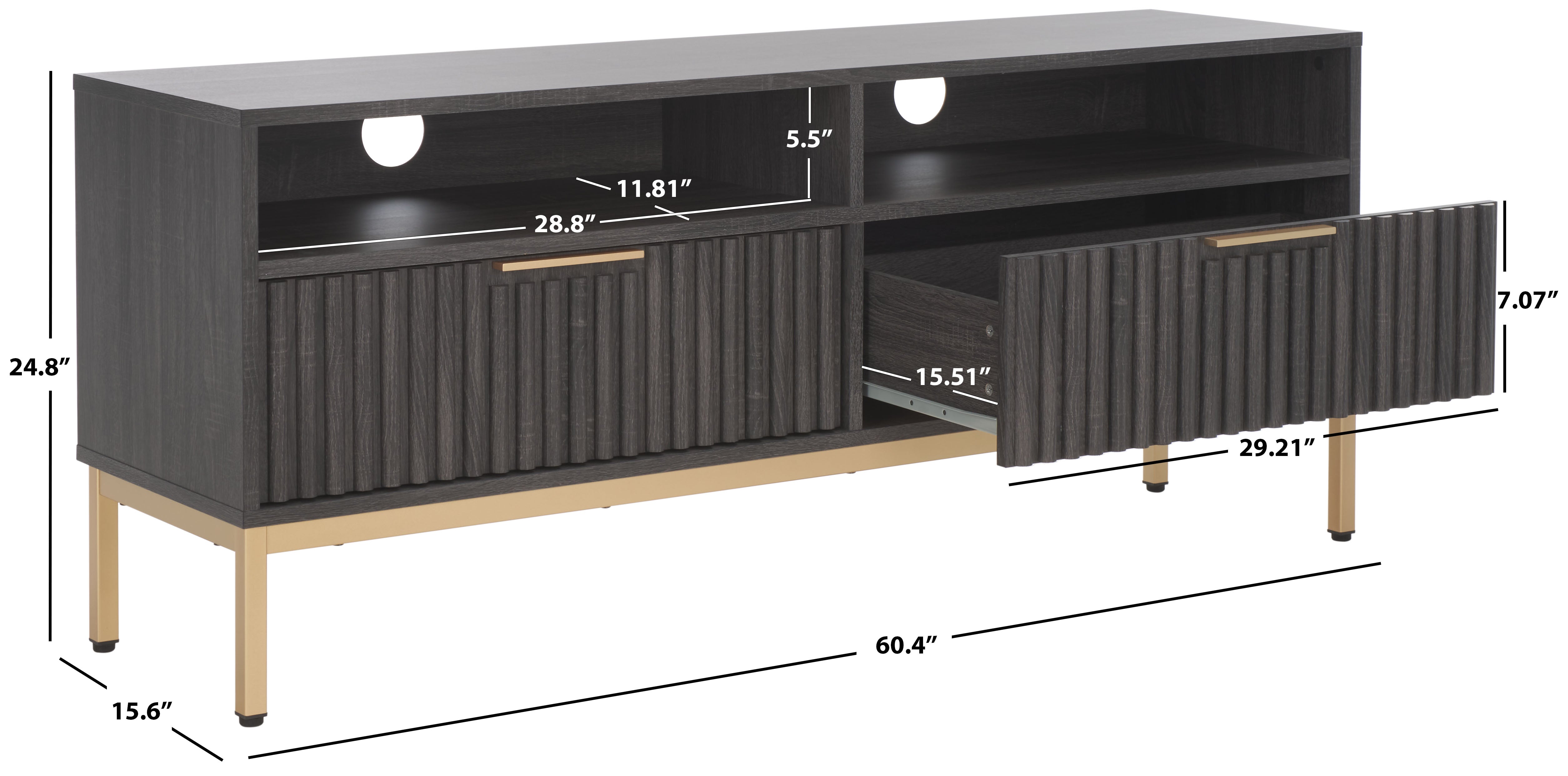 LYLIA 2 DRAWER 2 SHELF MEDIA STAND