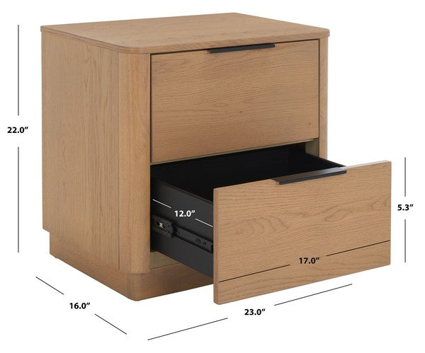 GABRIETTA 2 DRAWER WOOD NIGHTSTAND