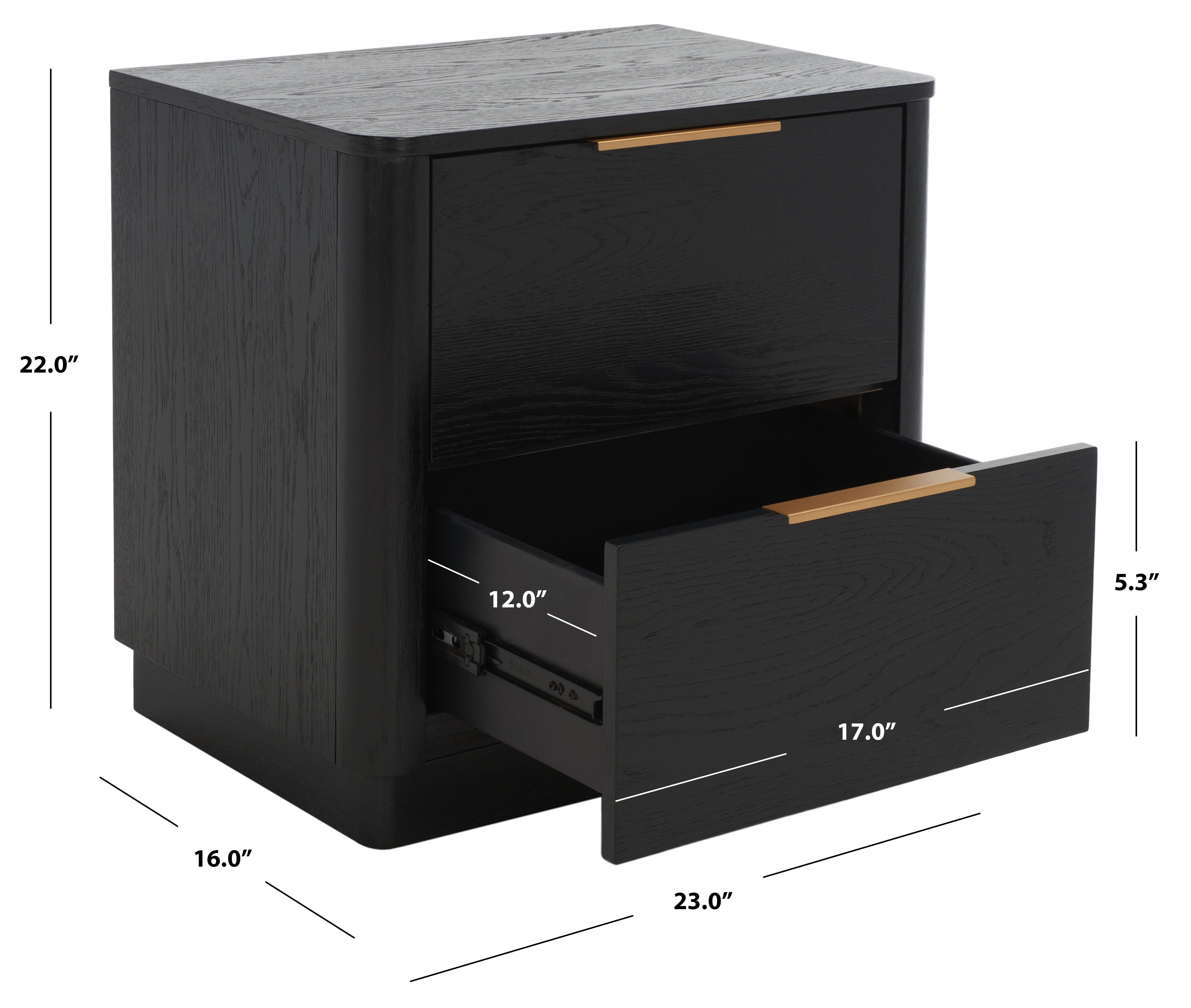 GABRIETTA 2 DRAWER WOOD NIGHTSTAND