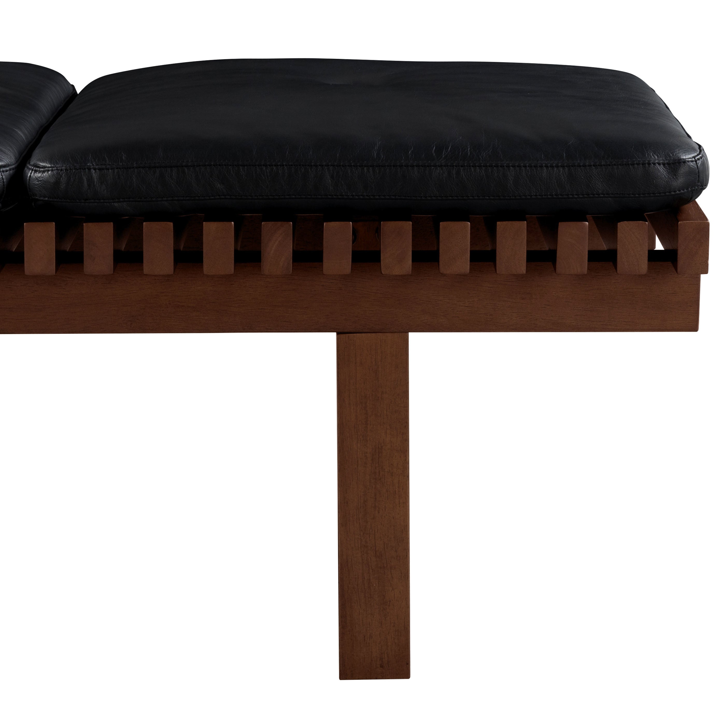 BOLIVAR LEATHER AND WOOD BENCH