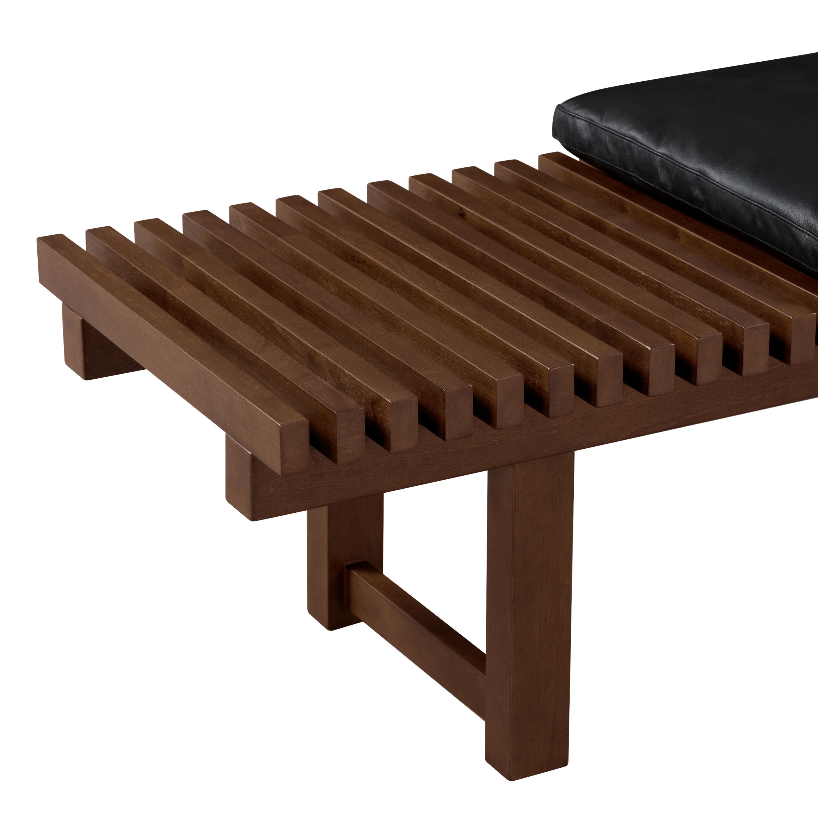 BOLIVAR LEATHER AND WOOD BENCH