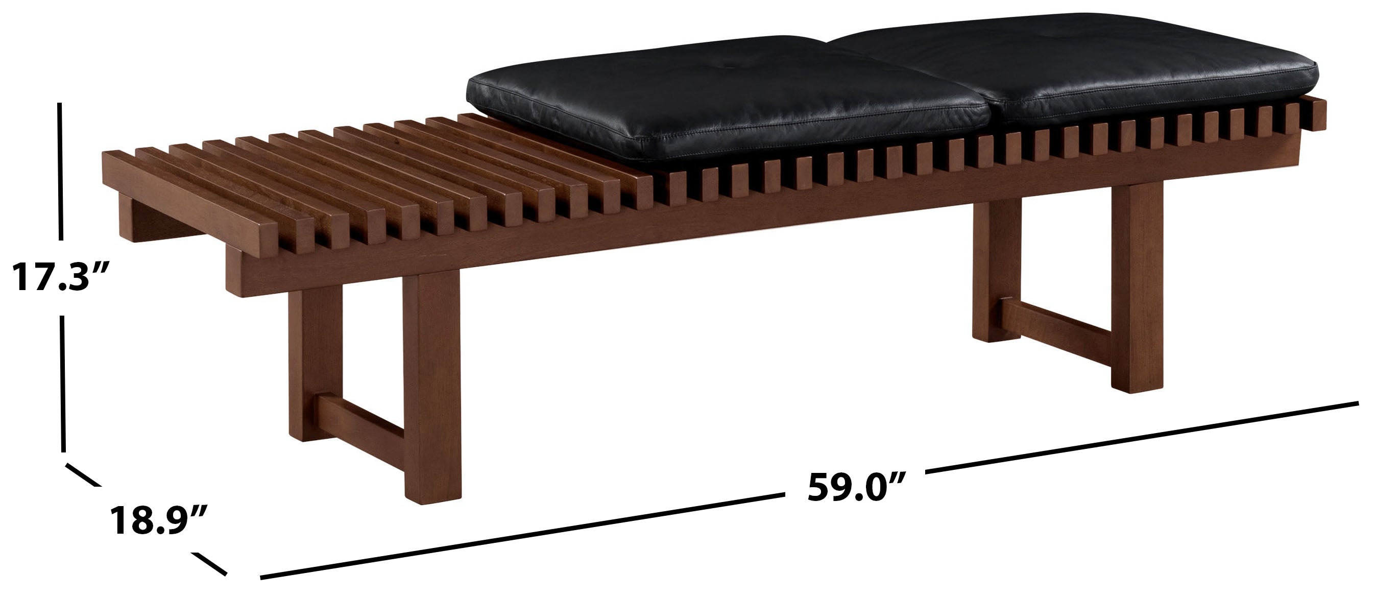 BOLIVAR LEATHER AND WOOD BENCH