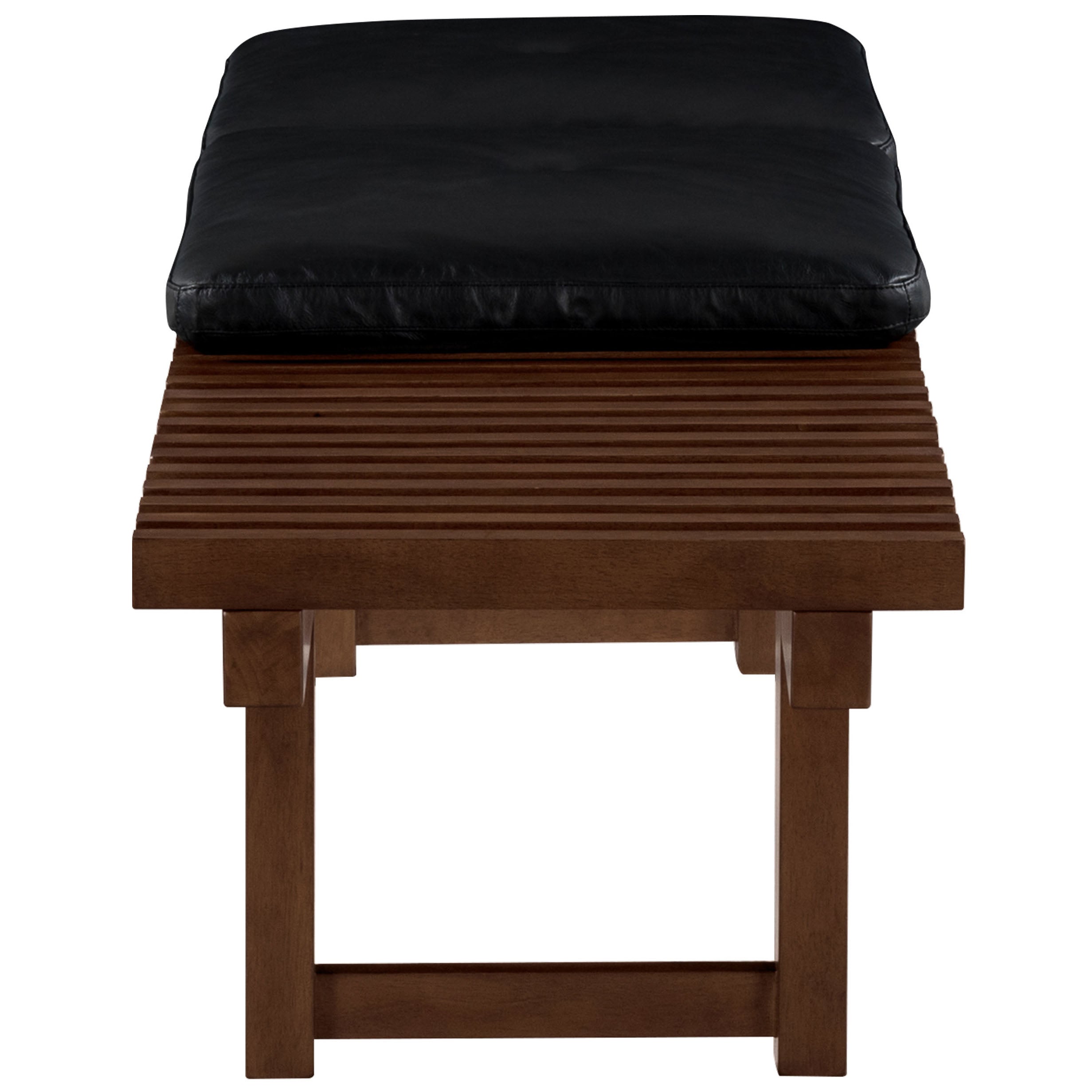 BOLIVAR LEATHER AND WOOD BENCH